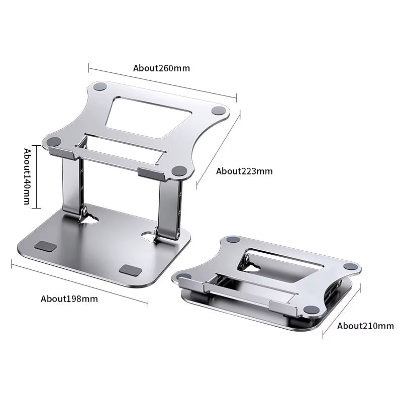 Laptop Stand Adjustable Aluminum Alloy Notebook Tablet Stand up to 17 Inch Laptop Portable Fold Holder Cooling Bracket Support