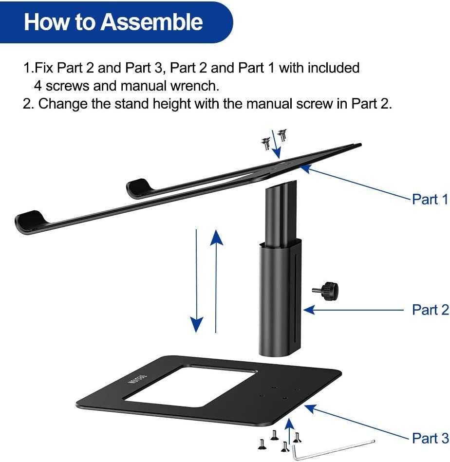 Aluminum Laptop Stand, Ergonomic Adjustable Notebook Stand, Riser Ho