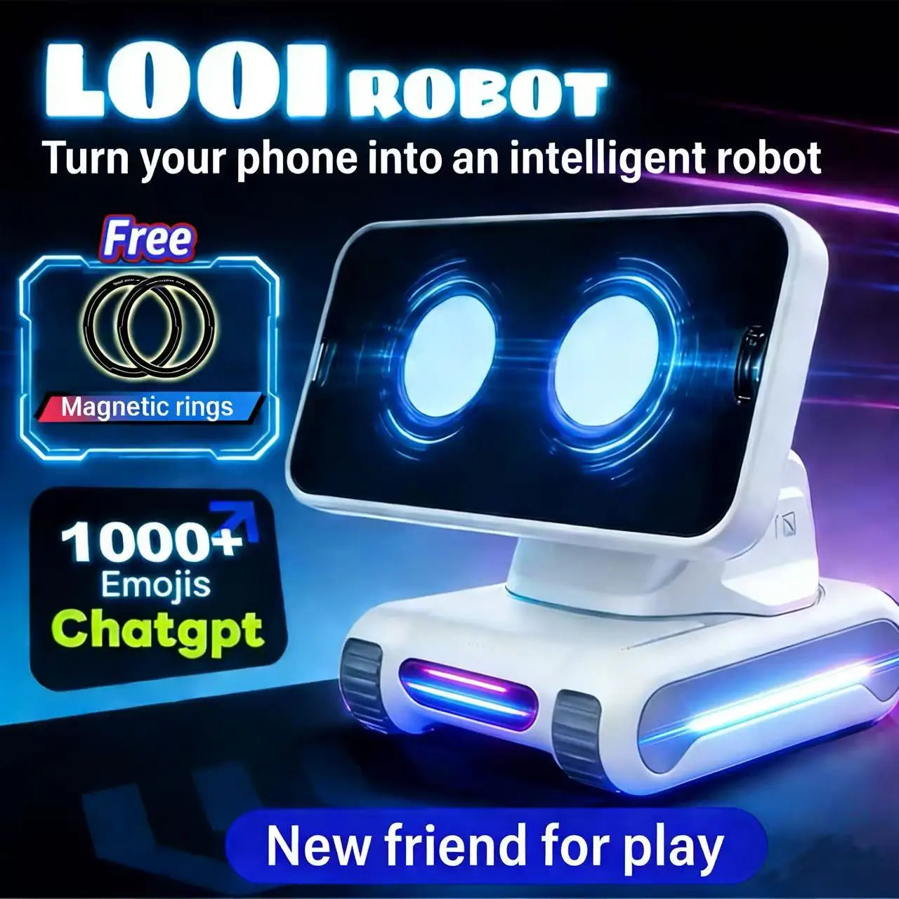 Looi Robot Smartphone Looi Robot Chatgpt Large Model English Voice Dialogue Visual Recognition Interactive Smart Toy Gift