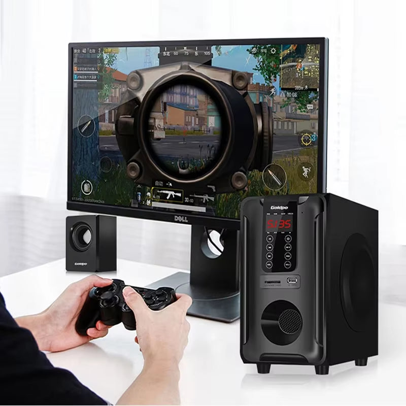 5.1 Channel Bluetooth Speaker Wooden Multimedia Home Theater Set Sound Box Super Subwoofer Wooden Home Audio Computer Speakers