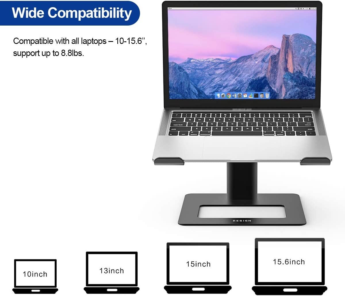 Aluminum Laptop Stand, Ergonomic Adjustable Notebook Stand, Riser Ho