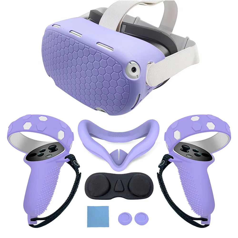 Silicone Protective Cover Shell Case for  for Quest2 VR Headset Head Face Cover Eye Pad Handle Grip VR Accessories